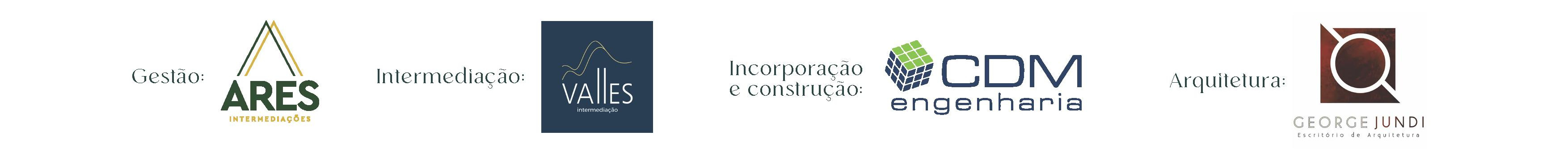 Gestão: Ares Intermediações · Intermediação: Valles · Incorporação e construção: CDM Engenharia · Arquitetura: George Jundi