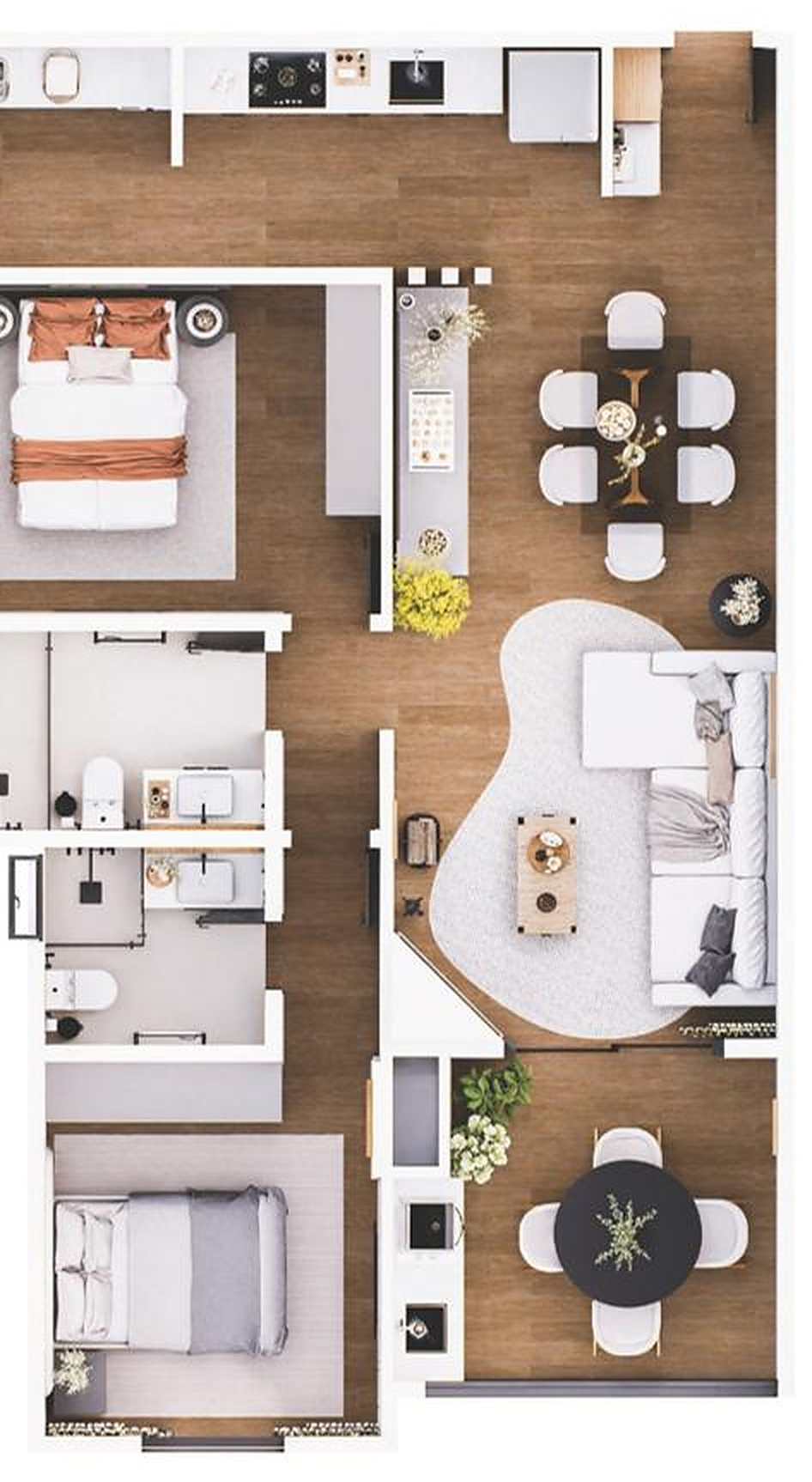 Planta humanizada — Tipo 02, 92,68 m²